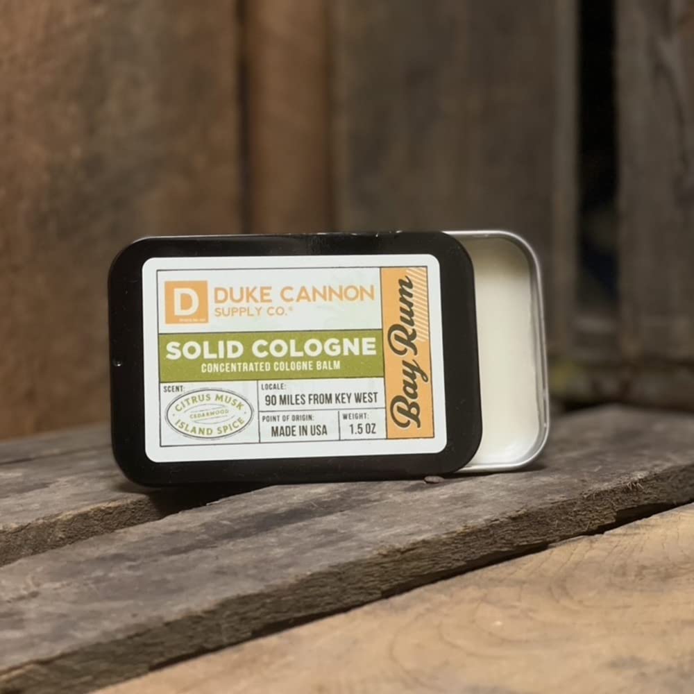 Duke Cannon Supply Co. Solid Cologne for Men Bay Rum (Citrus Musk, Cedarwood, Island Spice)
