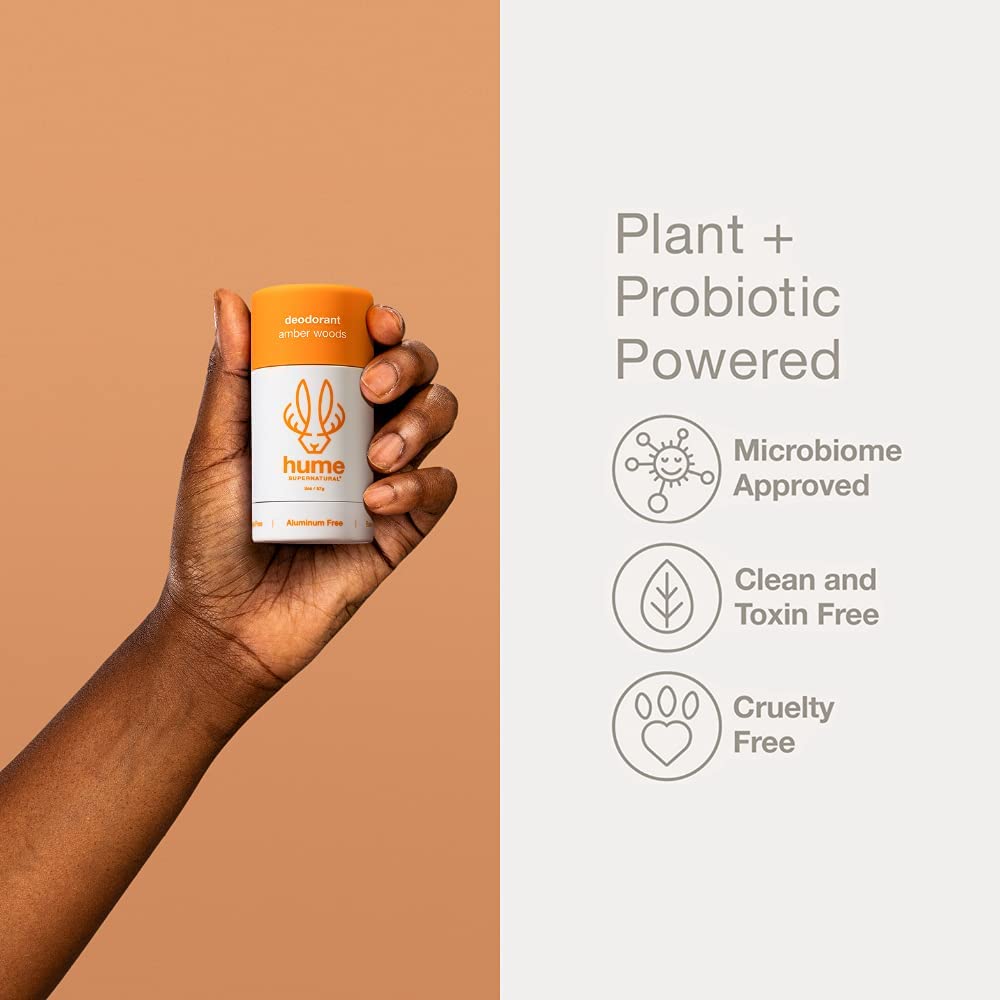 Hume Supernatural Aluminum Free Deodorant for Women & Men - Safe for Sensitive Skin - Probiotic