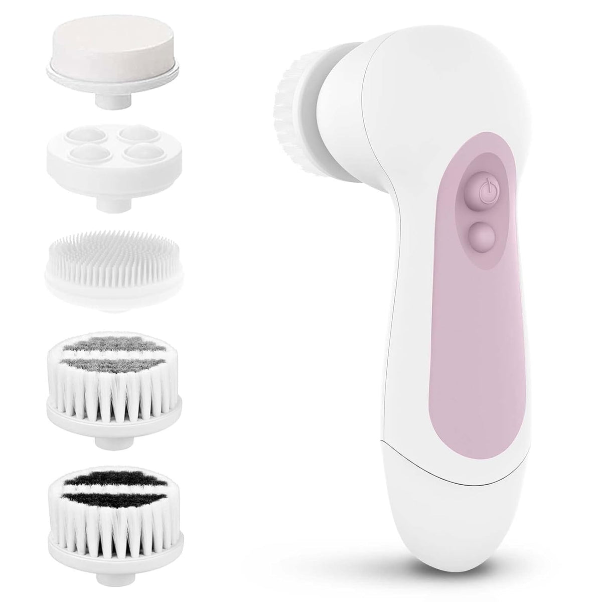 Waterproof Facial Cleansing Spin Brush Set with 5 Exfoliating Brush Heads - Electric Face Scrubber