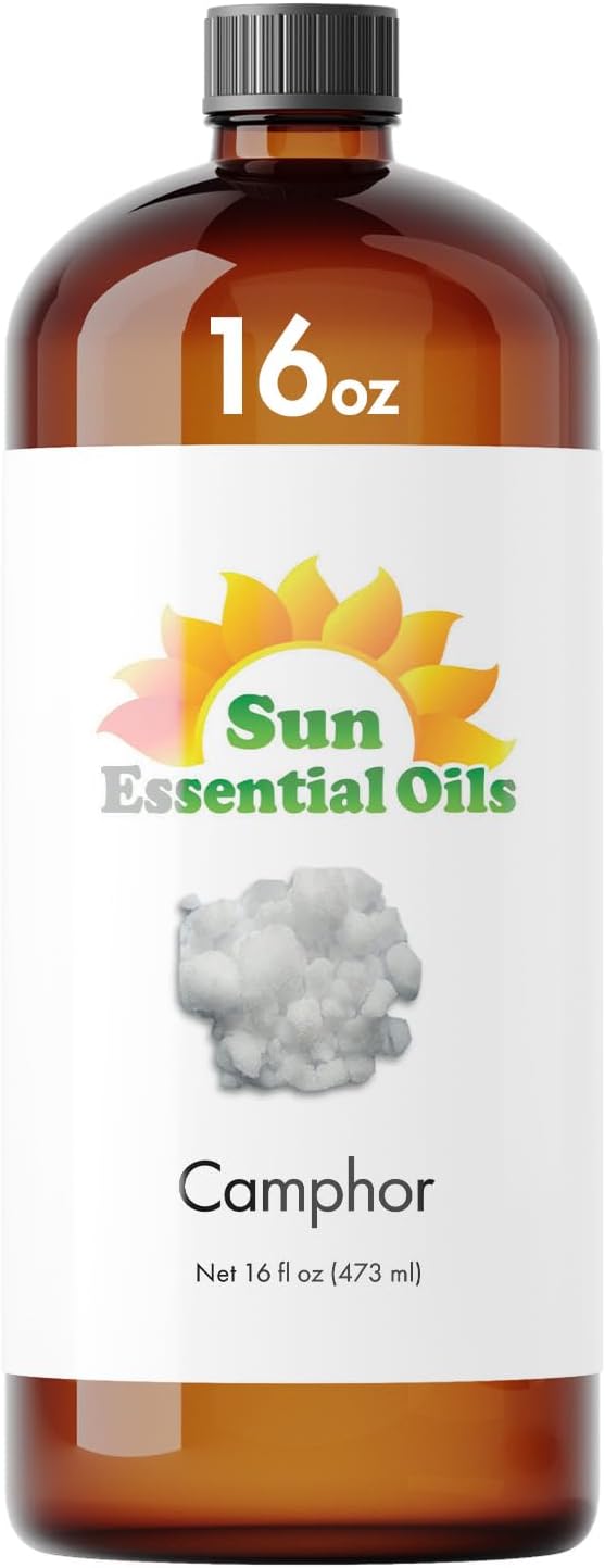 Sun Essential Oils – 16 oz Camphor Essential Oil with Dropper for Diffuser, Skin, Aromatherapy