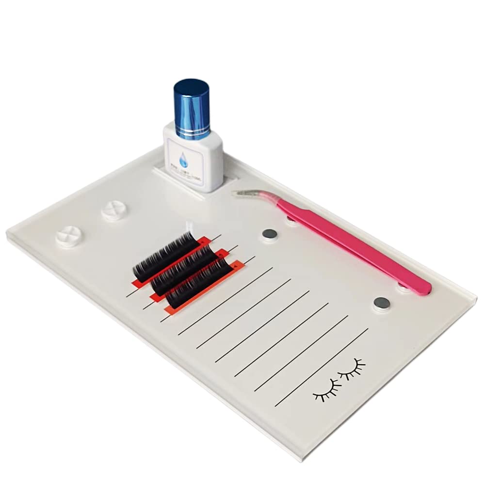 Grafting False Eyelash Acrylic Extension Pallet, Eyelash Extension Glue Tweezers Plate Pad Makeup