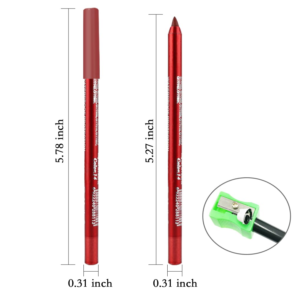 Kaely Gel Eyeliner Pencil for Women, Brick Red Eye Liner Waterproof Smudge Proof with Sharpener