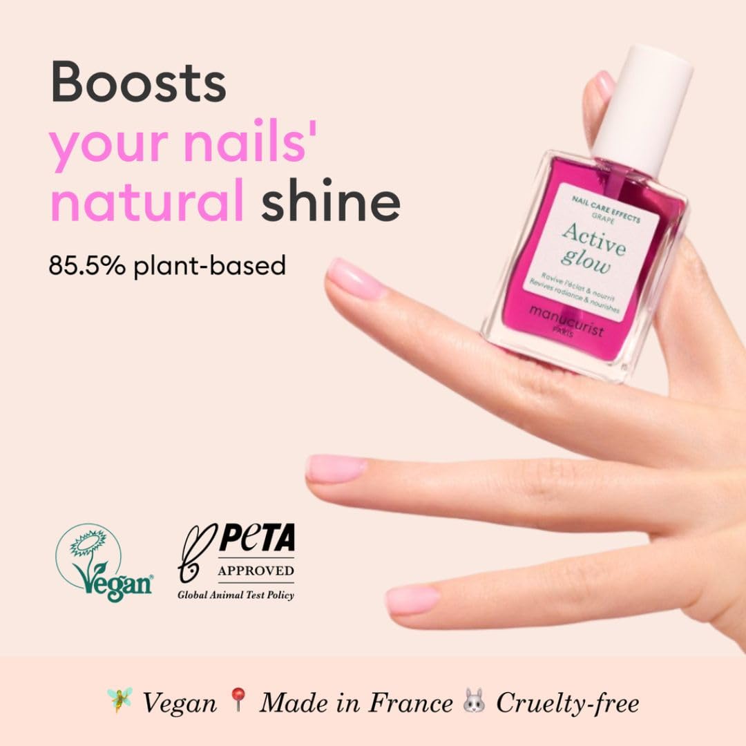 Manucurist Active Glow Grape All-in-One Perfecter Nail Polish & Care - No Lamp - Vegan & Made in