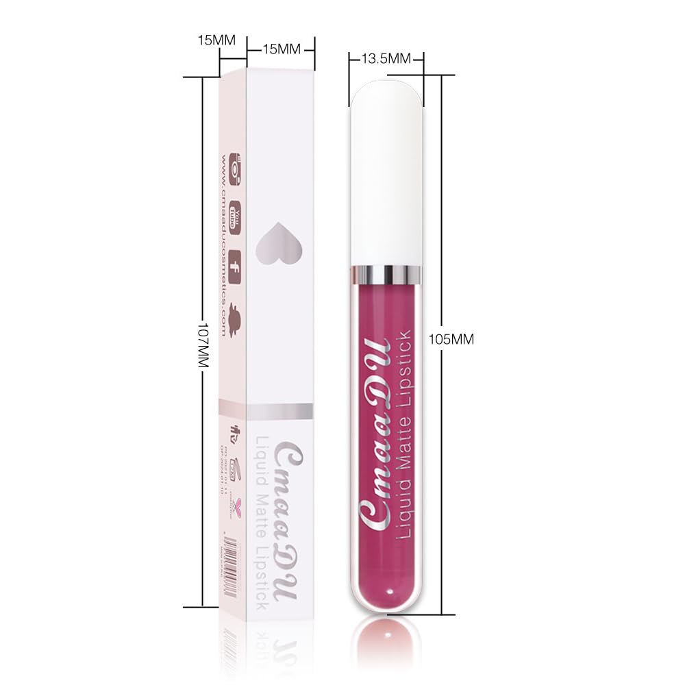 evpct 1Pcs Violet Pink Liquid Matte Lipstick Lipgloss Set for Women, labiales mate 24 horas