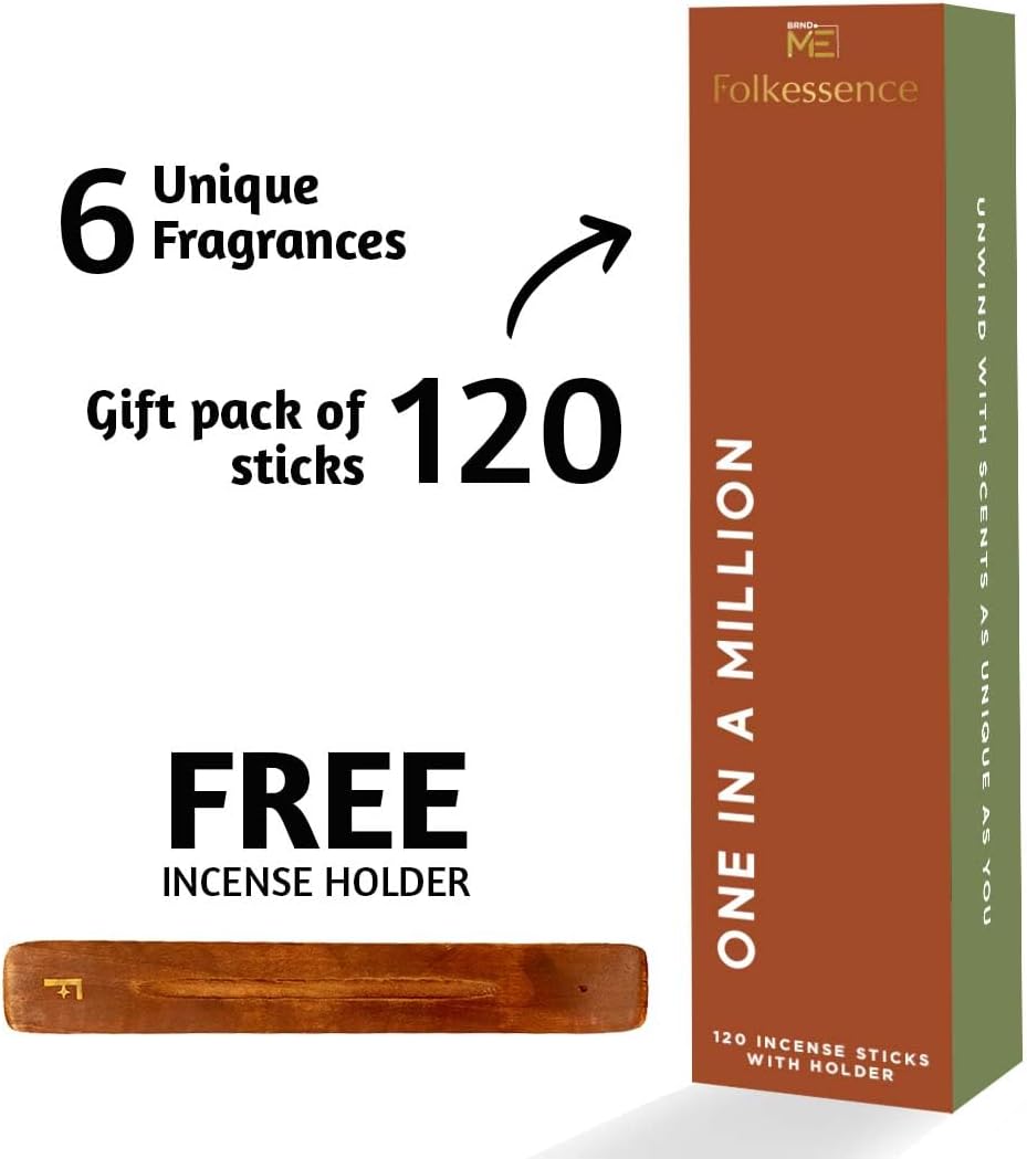 Folkulture Incense Stick with Holder | Set of 6 (120 Fall Insence-Sticks) with 45 Min Burn Time |