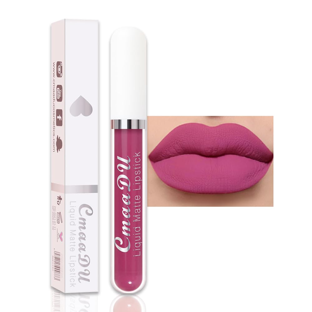 evpct 1Pcs Violet Pink Liquid Matte Lipstick Lipgloss Set for Women, labiales mate 24 horas