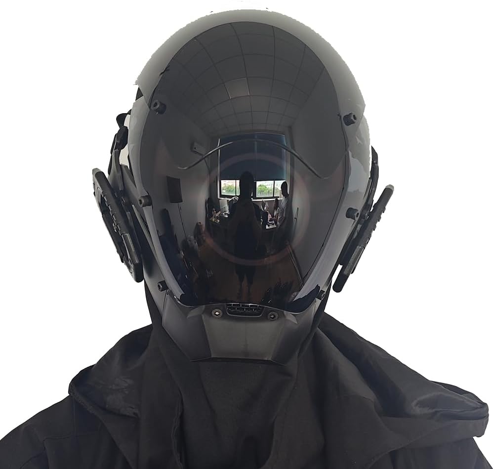 KYEDAY Punk Mask Cosplay for Men, LED Round Light Mask for Women Cosplay Halloween Fit Party Music