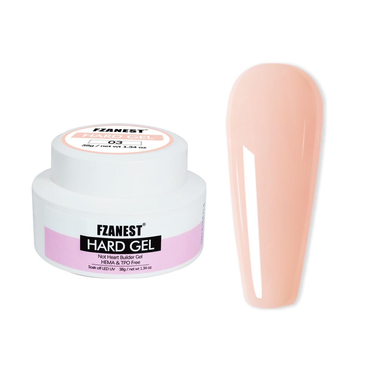 FZANEST Heat-Free Builder Hard Gel Hema-Free Nude Pink Nail Strengthening Extension Sculpting Color