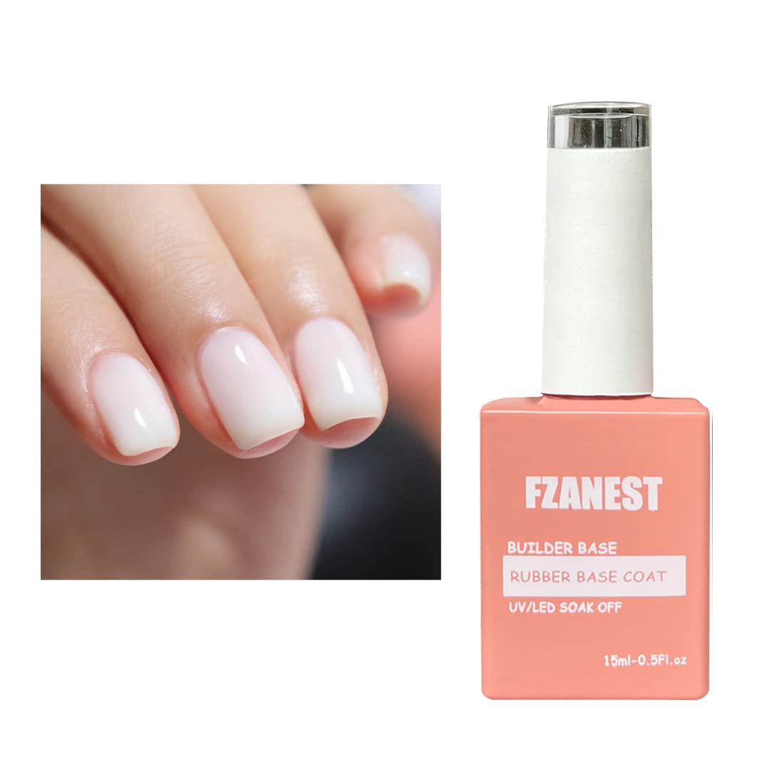 FZANEST Builder Gel for Nails, Milky White Gel Polish Rubber Base For Nails Strengthener Extension