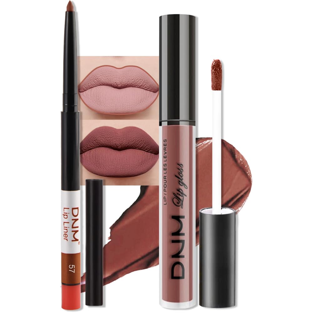 evpct 2Pcs Maroon Matte Lip Liner and Lipstick Combo Set for Women, Maroon Lip Combo Set Liquid