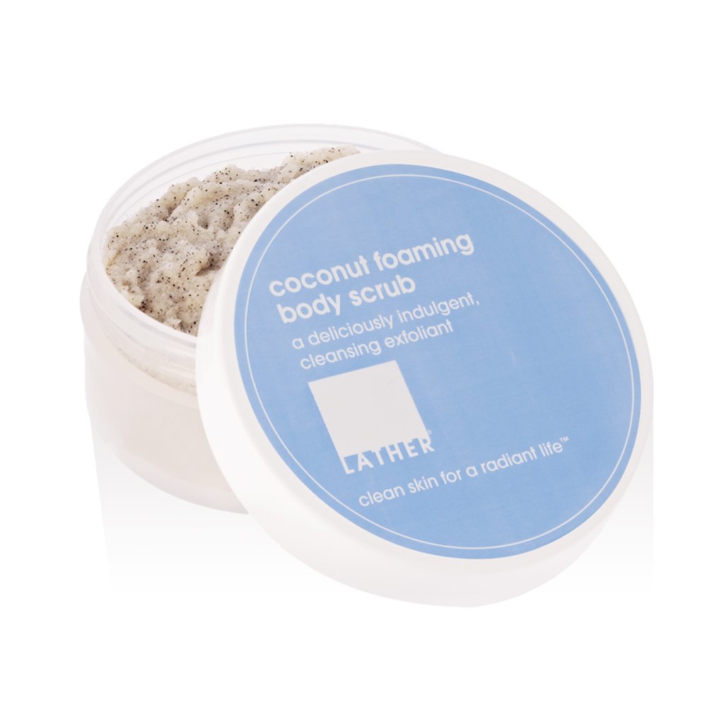 LATHER Coconut Foaming Body Scrub - Gentle Exfoliating & Hydrating Scrub for All Skin Types