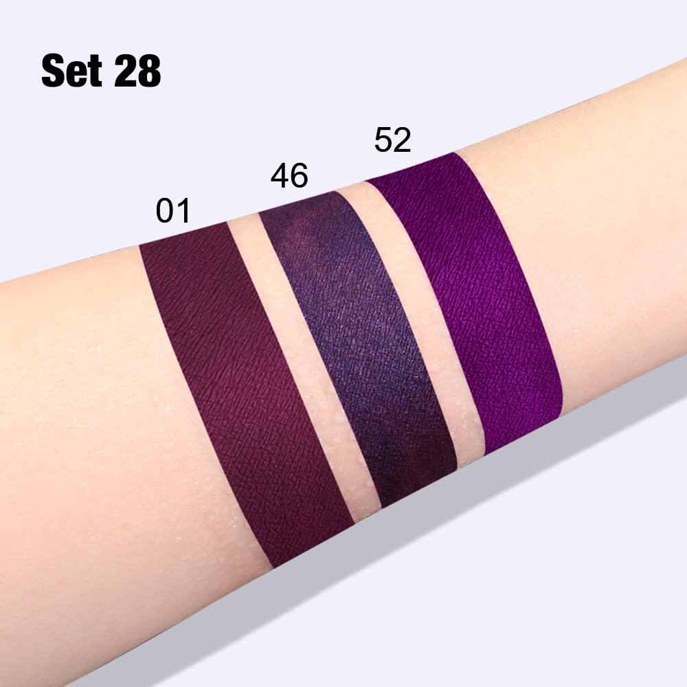 evpct 3Pcs Burgundy Red Dark Purple Matte Liquid Lipstick Lip Stain Sets for Women, Matte Lipstick