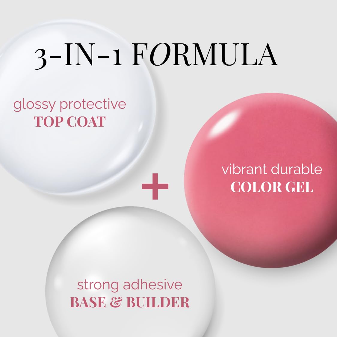 NAILOG One Step Pink Gel Nail Polish 12ml Top Coat Color Gel Base 3-In-1 Formula Soak Off UV Gel