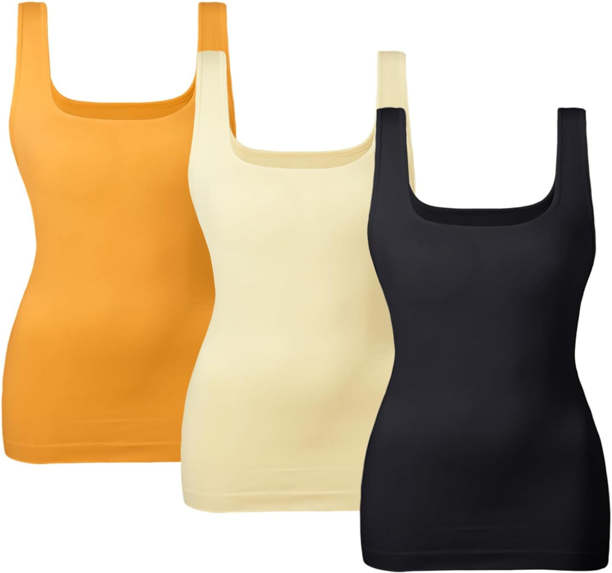 EUYZOU Women's Tummy Control Shapewear Tank Tops Seamless Square Neck Compression Tops Slimming