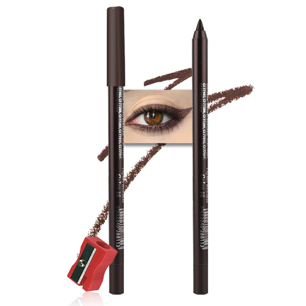 Kaely Gel Eyeliner Pencil for Women, Brown Eye Liner Waterproof Smudge Proof with Sharpener