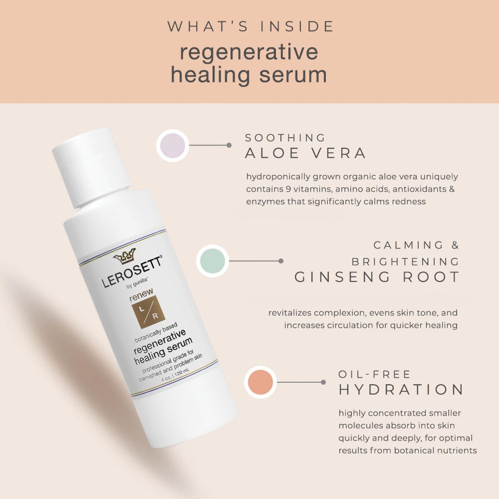 LEROSETT Serum for Acne Scarring Healing, Pimples, Redness, Breakouts, Blemishes, Hydrate & Soothes