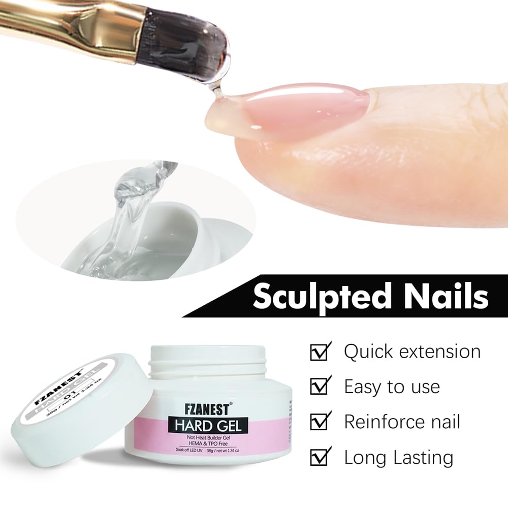 FZANEST Builder Gel Hema Tpo-Free Clear Hard Gel For Nails Extension Sculpting Overlay UV Led Soak