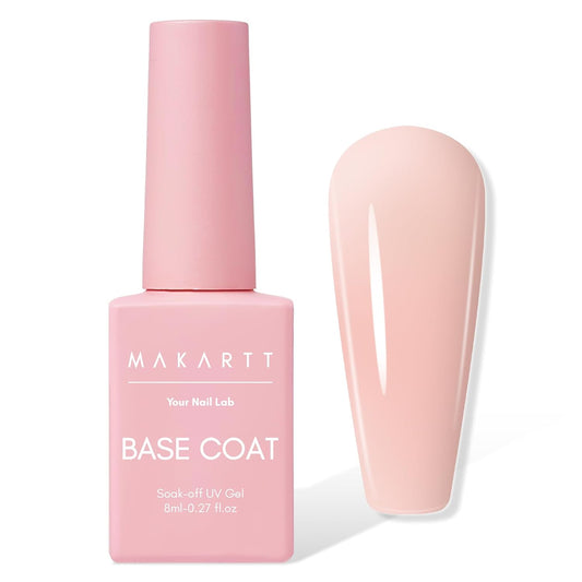 Makartt Rubber Base Gel Polish: Natural Nude Fall Winter 8ML Soak Off UV LED Foundation Gel for