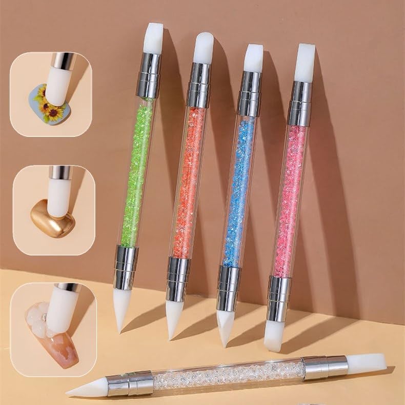Nail Art Design 11PCS Kits - Resin Nail Art Palette, 5Pcs Nail Art Sculpture Pen Dual Tipped