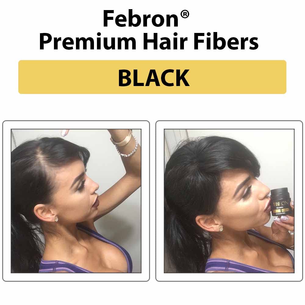FEBRON Hair Fibers For Thinning Hair BLACK Giant 30G For Women & Men Hair Loss Concealer Hair
