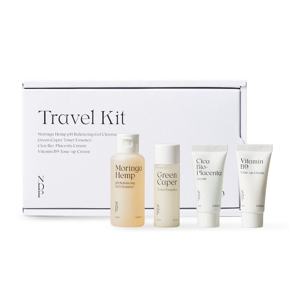 Travel Kit - Mini Travel Size Skincare Essentials - Moringa Hemp Gel Cleanser, Green Caper Toner
