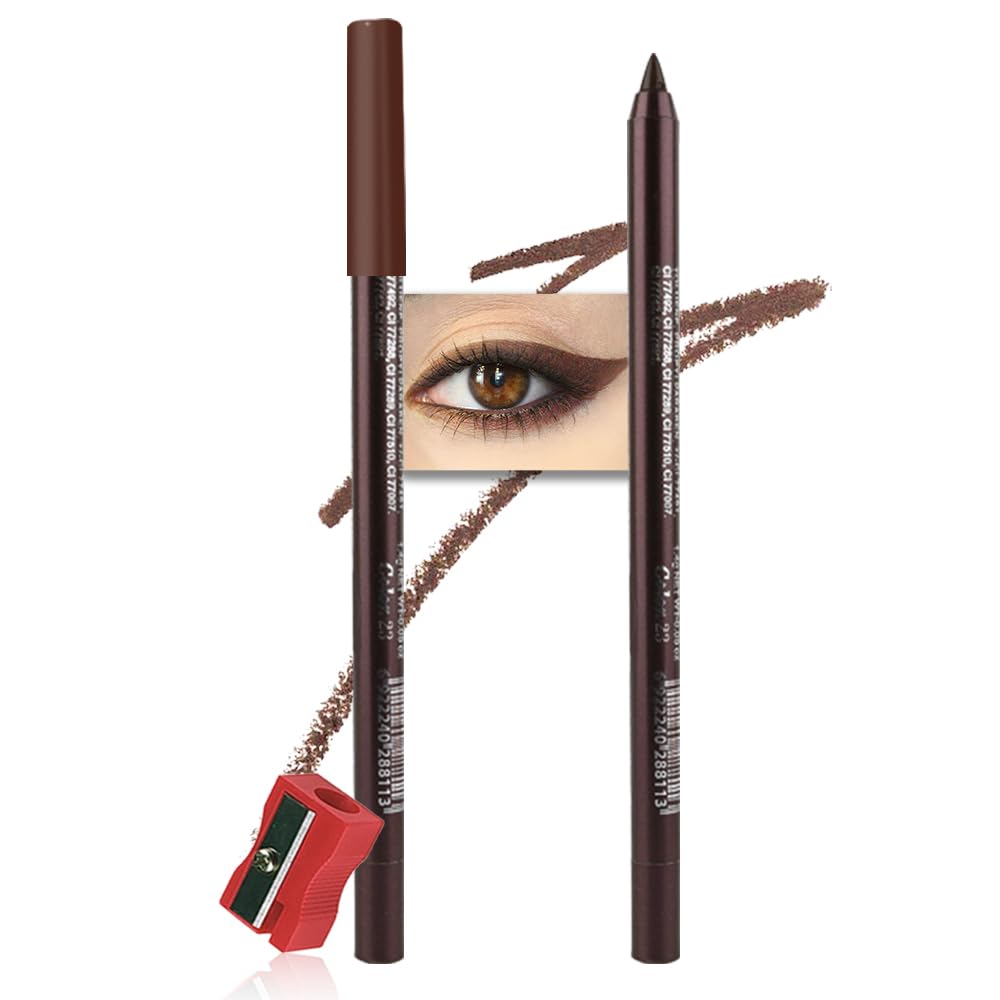 Kaely Gel Eyeliner Pencil for Women, Dark Coffee Eye Liner Waterproof Smudge Proof with Sharpener
