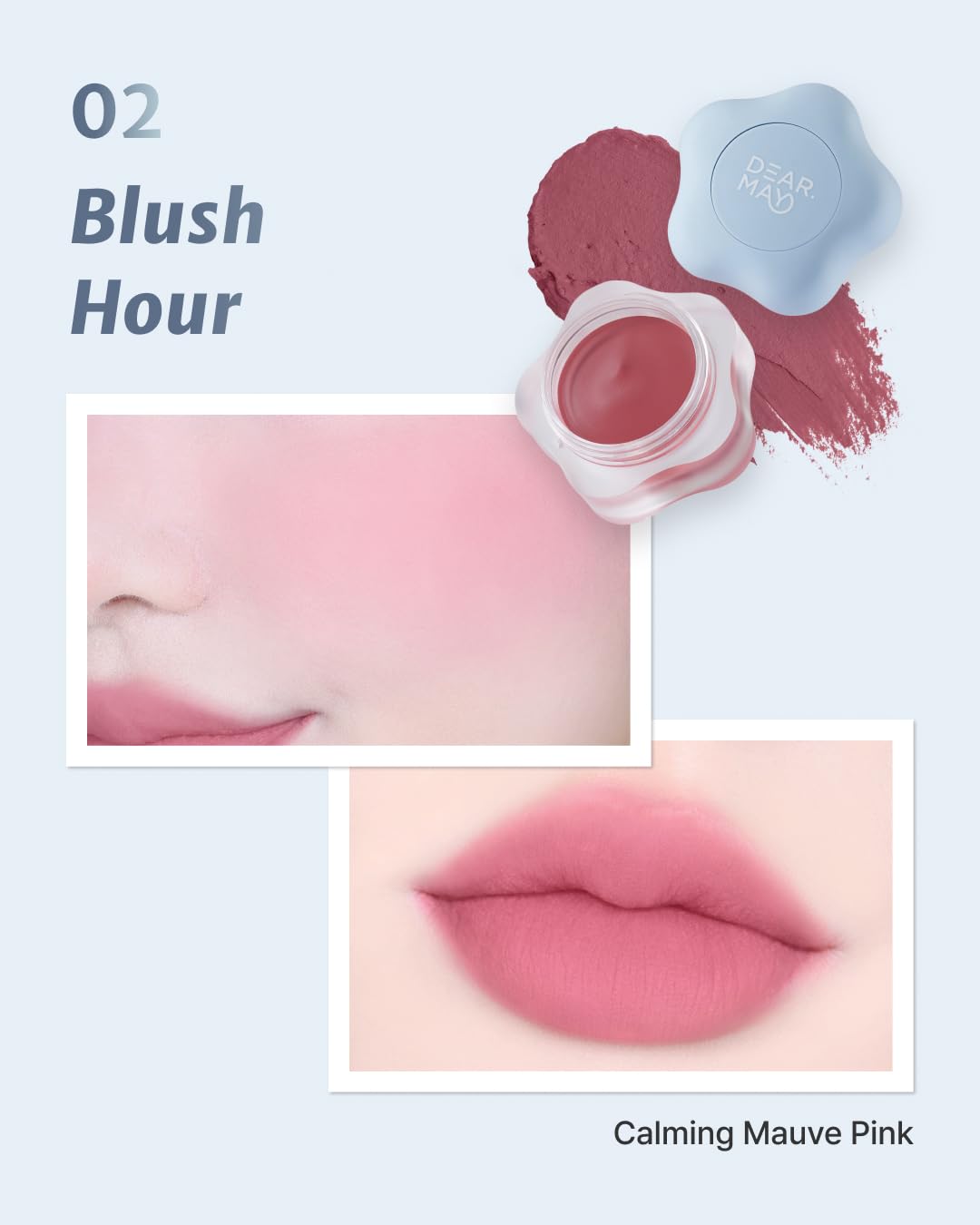 DEARMAY Pure Falling Mood Lip Pot No. 02 Blush Hour 0.23 Oz. Vegan Lip Stain Lip & Cheek Multi-Use