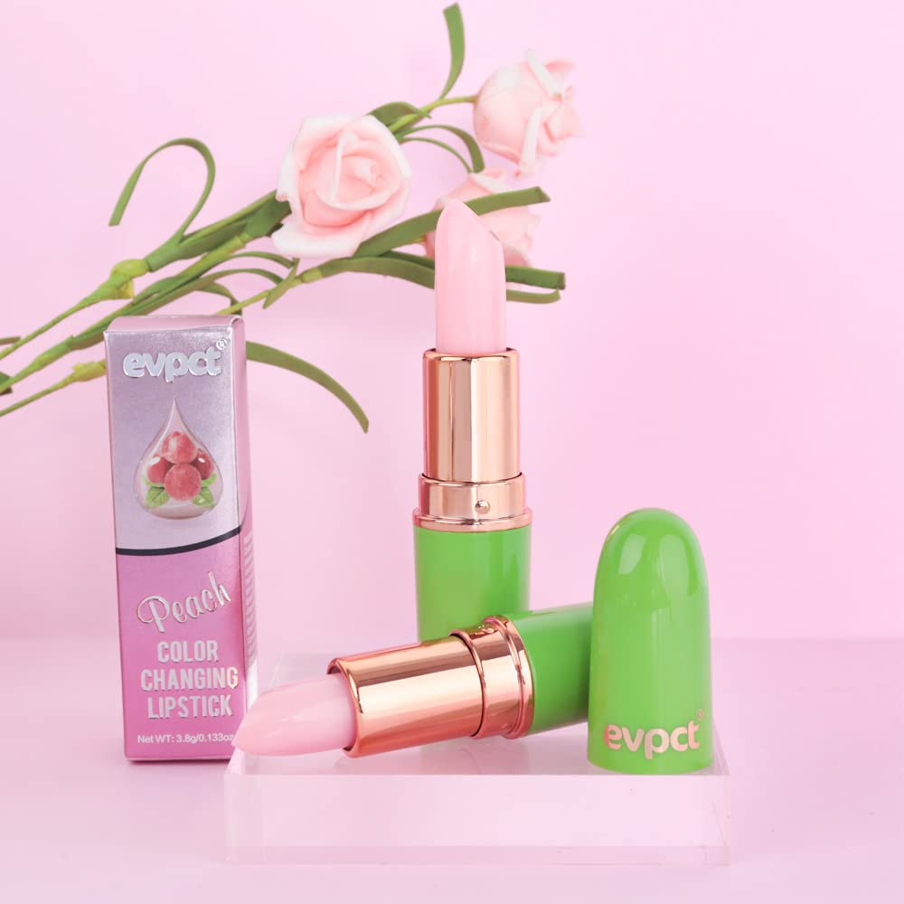 evpct 2Pcs Peach Tinted Lip Balms PH Lip Color Changing Lipstick Balm Stains Set Queen for Women