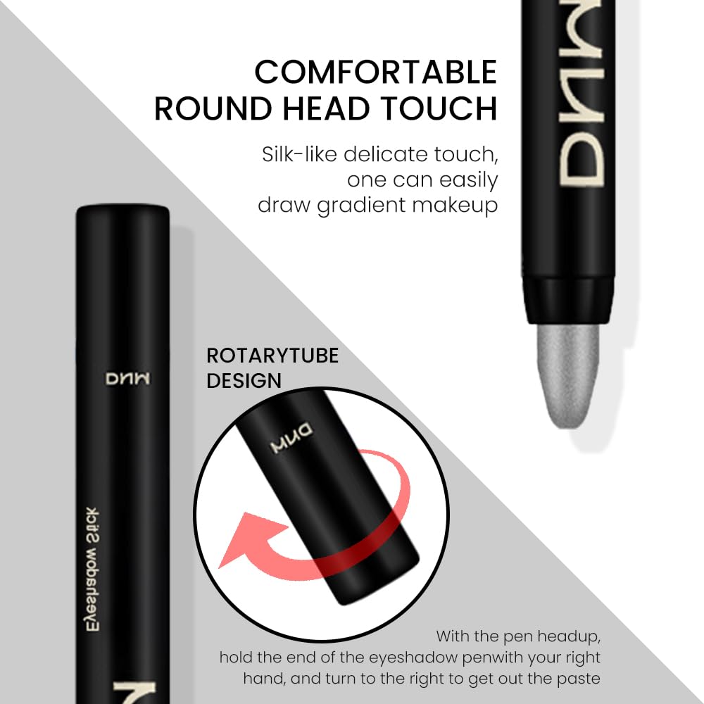 Kaely 2Pcs Cream Eyeshadow Stick Set for Eyes,Dazzling Grey & Silver Shimmer Pen,Eye Brightener