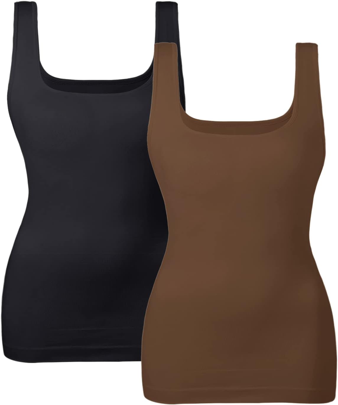 EUYZOU Women's Tummy Control Shapewear Tank Tops Seamless Square Neck Compression Tops Slimming