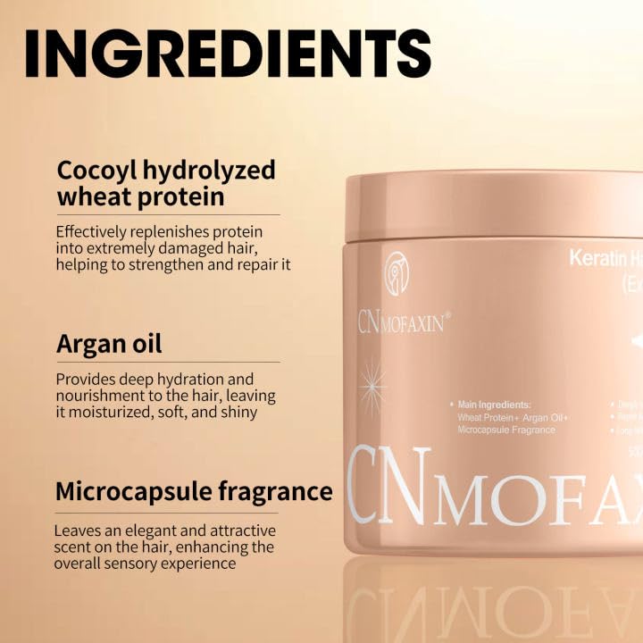 Keratin Hair Mask & Deep Conditioner, Hydrating & Deep Conditioning Repair with Wheat Protein &