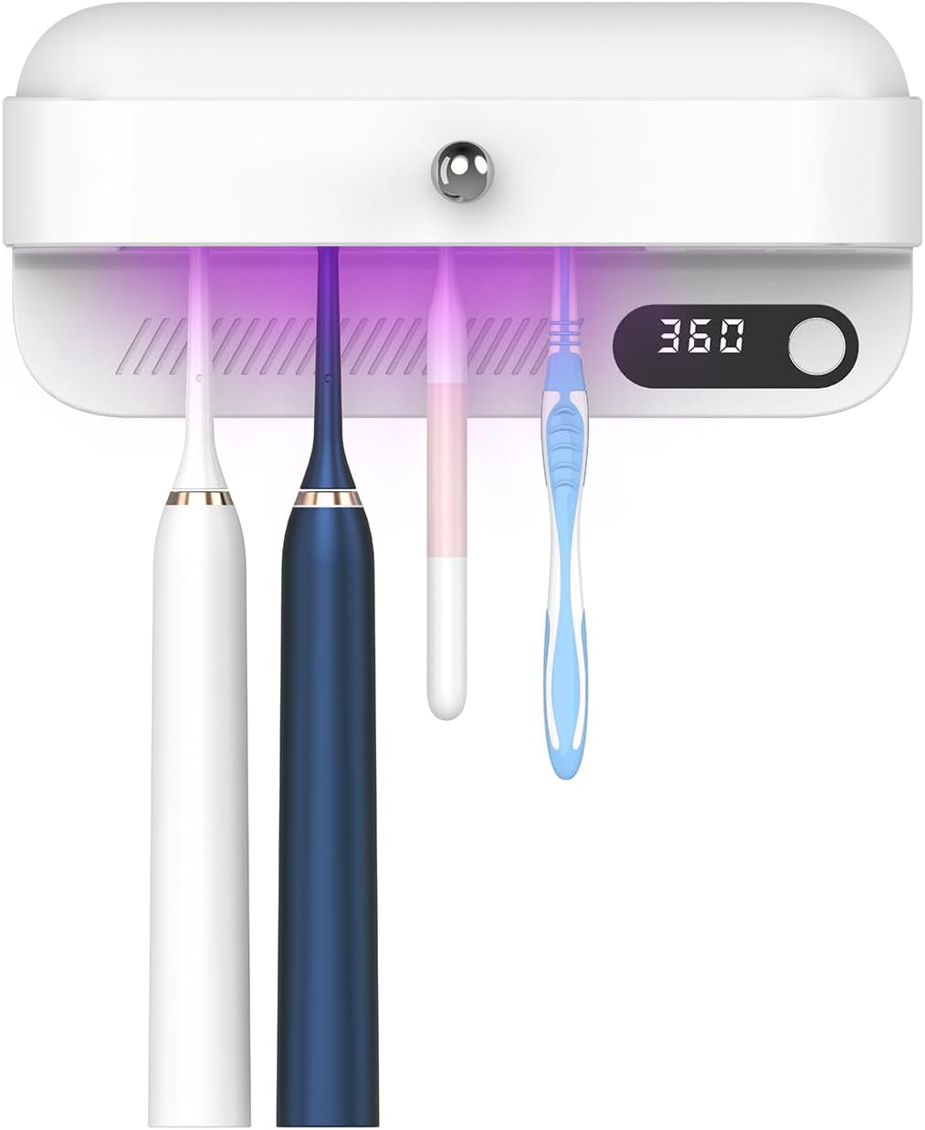 UV Toothbrush Sanitizer and Holder, Wall-Mounted Electric Toothbrush Cleaner with Air Drying &