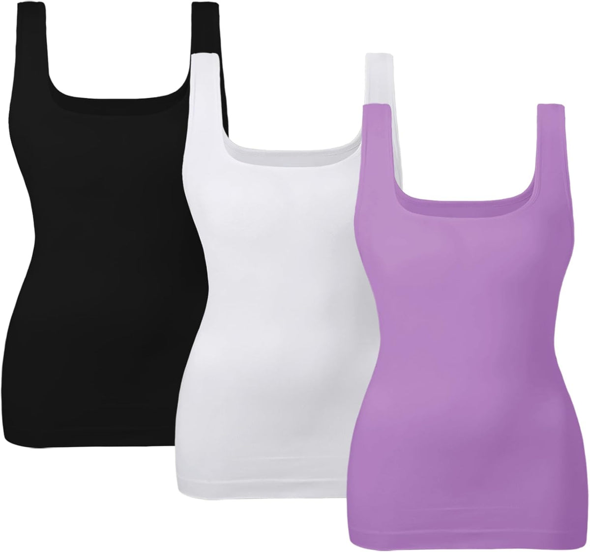 EUYZOU Women's Tummy Control Shapewear Tank Tops Seamless Square Neck Compression Tops Slimming