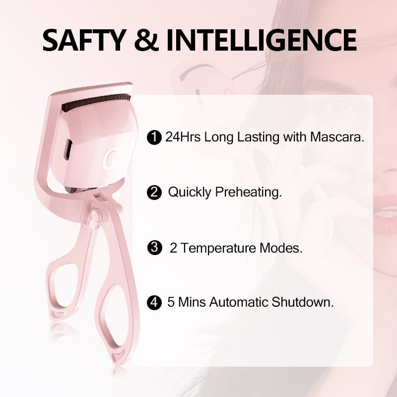 Heated Eyelash Curler with USB,Fast Heat up & 24H Long-Lasting,Rechargeable Electric Lash