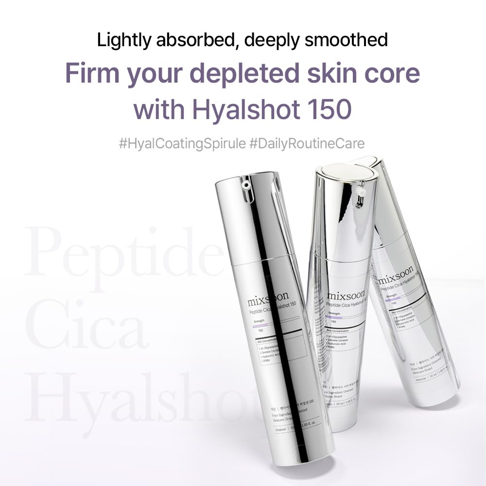 mixsoon Peptide Cica Hyalshot 150, 1.69 Fl. Oz / 50ml Centella Asiatica, Hyaluronic Acid for