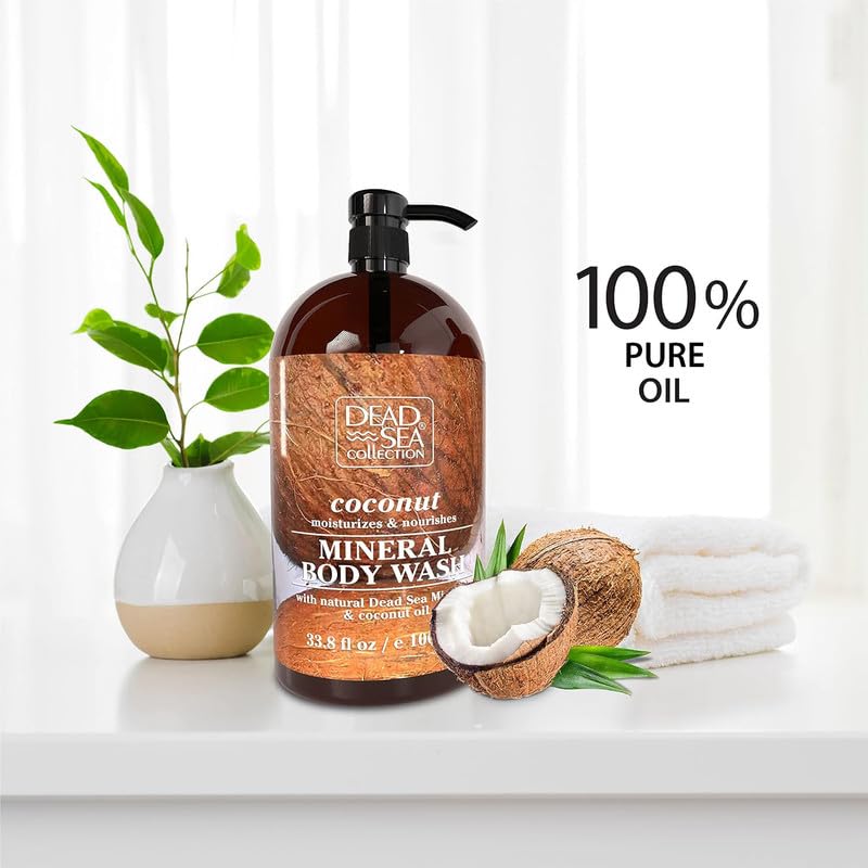 Dead Sea Collection Coconut Body Wash for Women and Men - with Pure Dead Sea Minerals and Coconut