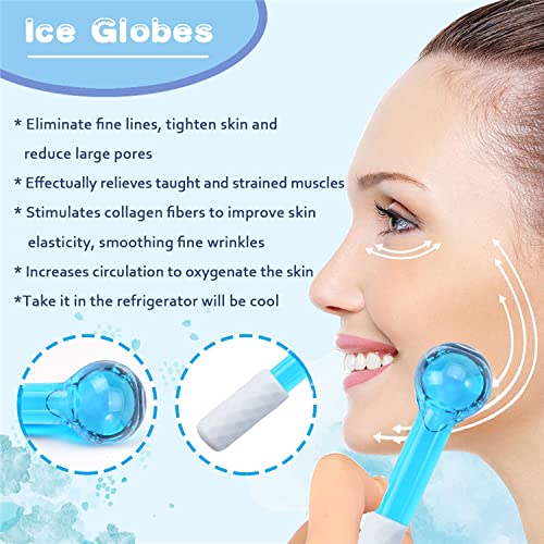 ICE Globes Small Balls for Eyes, 2 PCS Blue Facial Globes for Massage Tool, Facial Roller Cold Skin