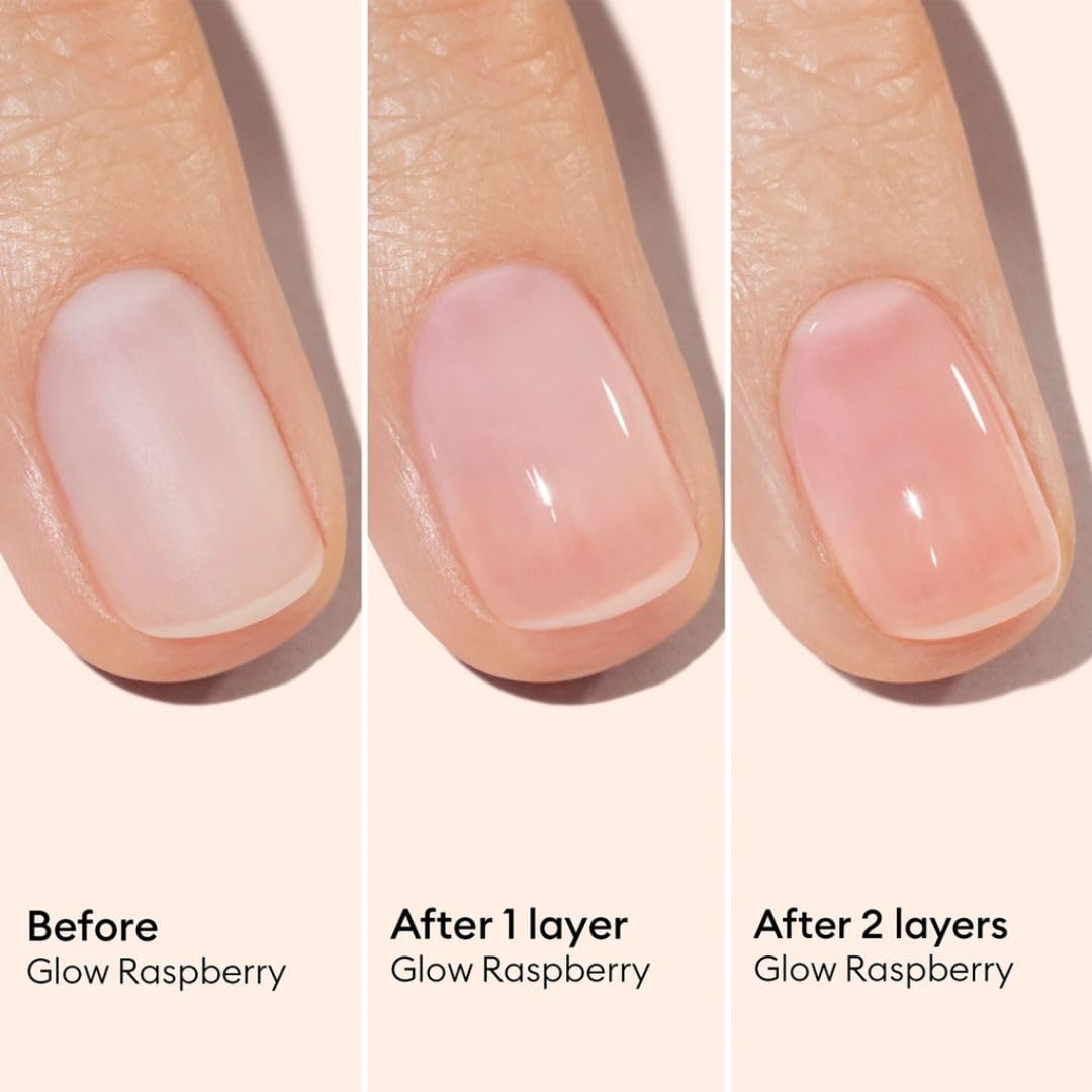 Manucurist Active Glow Raspberry Nail Polish & Care - Ultra-Glowy 2 in 1 Nail Concealer & Care