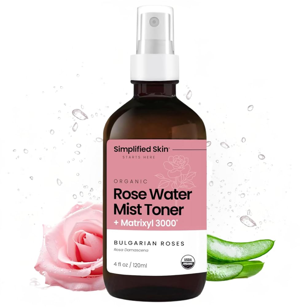 Rose Water Spray for Face with Matrixyl 3000 - Organic Rosewater Face Mist with Aloe Vera &