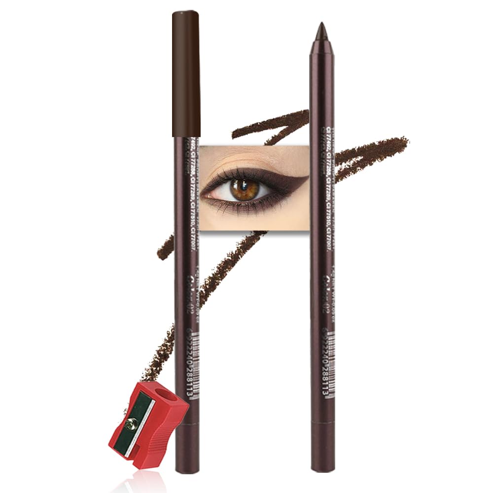 Kaely Gel Eyeliner Pencil for Women, Dark Brown Eye Liner Waterproof Smudge Proof with Sharpener