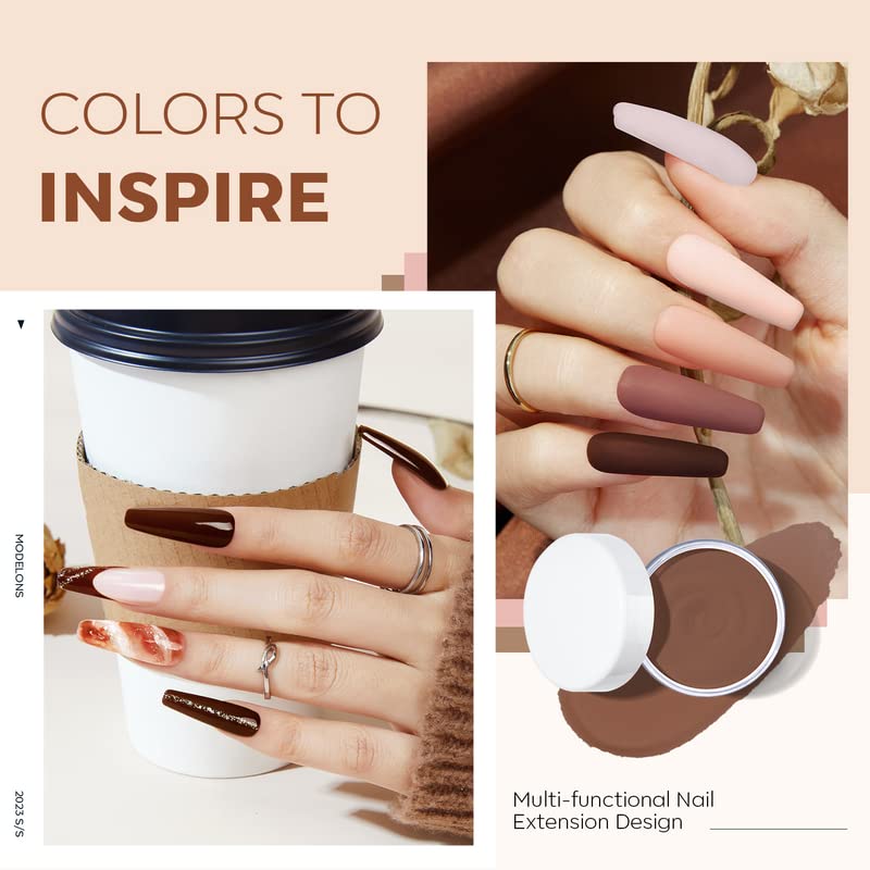 Modelones Acrylic Powder 6 Colors Acrylic Nail Powder Kit Skin Tones Brown Neutral Milky Daily