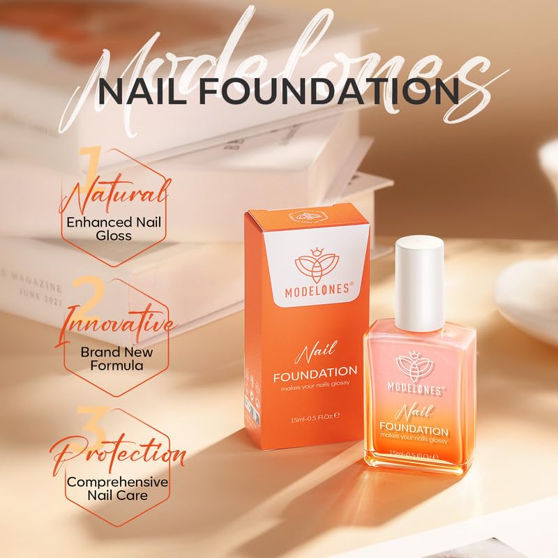modelones Nail Strengthener, Iridescent Pink Nail Natural Concealer Foundation Polish Air Dry Nail