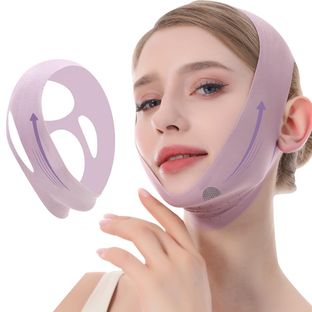 V-Line Lifting Mask & Chin Strap for Sleeping, Reusable Double Chin Reducer, Jaw Exerciser, Face