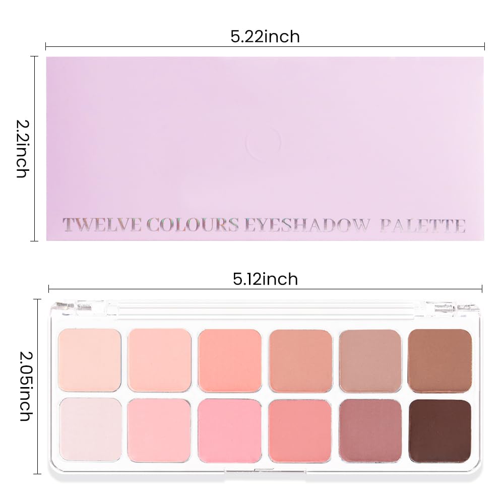 AMY'S DIARY 12 Color Light Pink Brown Eyeshadow Palette, Long-Lasting, and Highly Pigmented eye