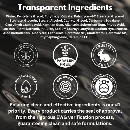 Face Moisturizer - EWG Verified, Unscented, Non-Greasy Hydration with Squalane, Aloe Vera