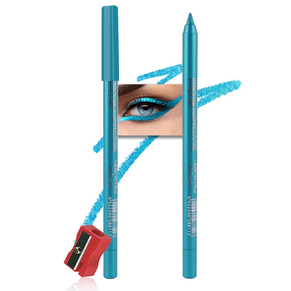 Kaely Gel Eyeliner Pencil for Women, Sky Blue Eye Liner Waterproof Smudge Proof with Sharpener
