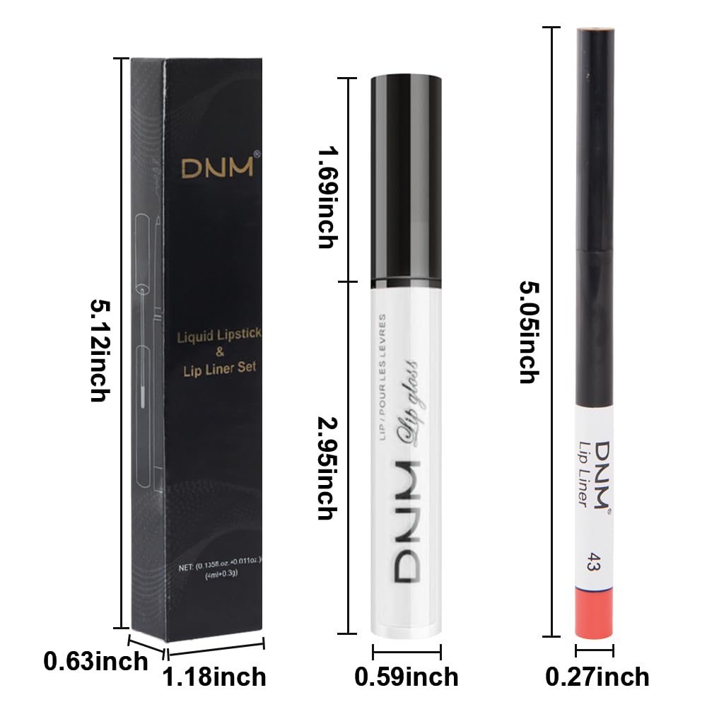 evpct 2Pcs White Matte Liquid Lipstick Lip Gloss Stain and Retractable Lip Liner Makeup Set for