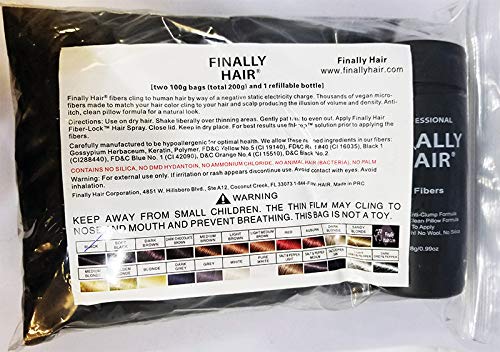 Hair Building Fibers 200 Grams 7 Oz. With Bottle By Finally Hair 50g*4 (Dark Salt & Pepper (very