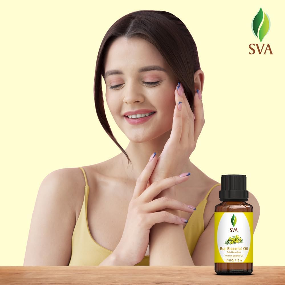 SVA Rue Essential Oil – 1/3 Fl Oz – 100% Natural Rue Oil - for Diffuser, Hair Care, Face, Skin