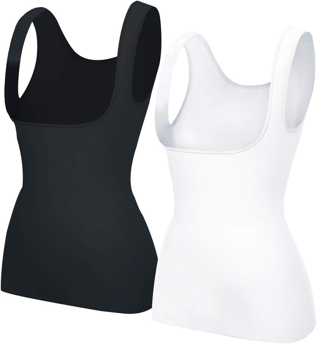 EUYZOU Women's Underbust Shapewear Tank Tops - Seamless Tummy Control Compression Camisole Tops